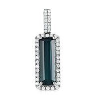 Rhapsody 950 Platinum AAAA Monte Belo Indicolite and E-F VS Diamond Halo Pendant 3.20 ctw