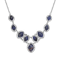 Lapis Lazuli Necklace 18-20 Inches in Silvertone 125.00 ctw