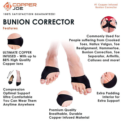 Copper Joe- Big Toe Bunion Corrector Sleeves S/M