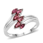 Ouro Fino Rubellite Bypass Ring in Platinum Over Sterling Silver (Size 8.0) 0.75 ctw