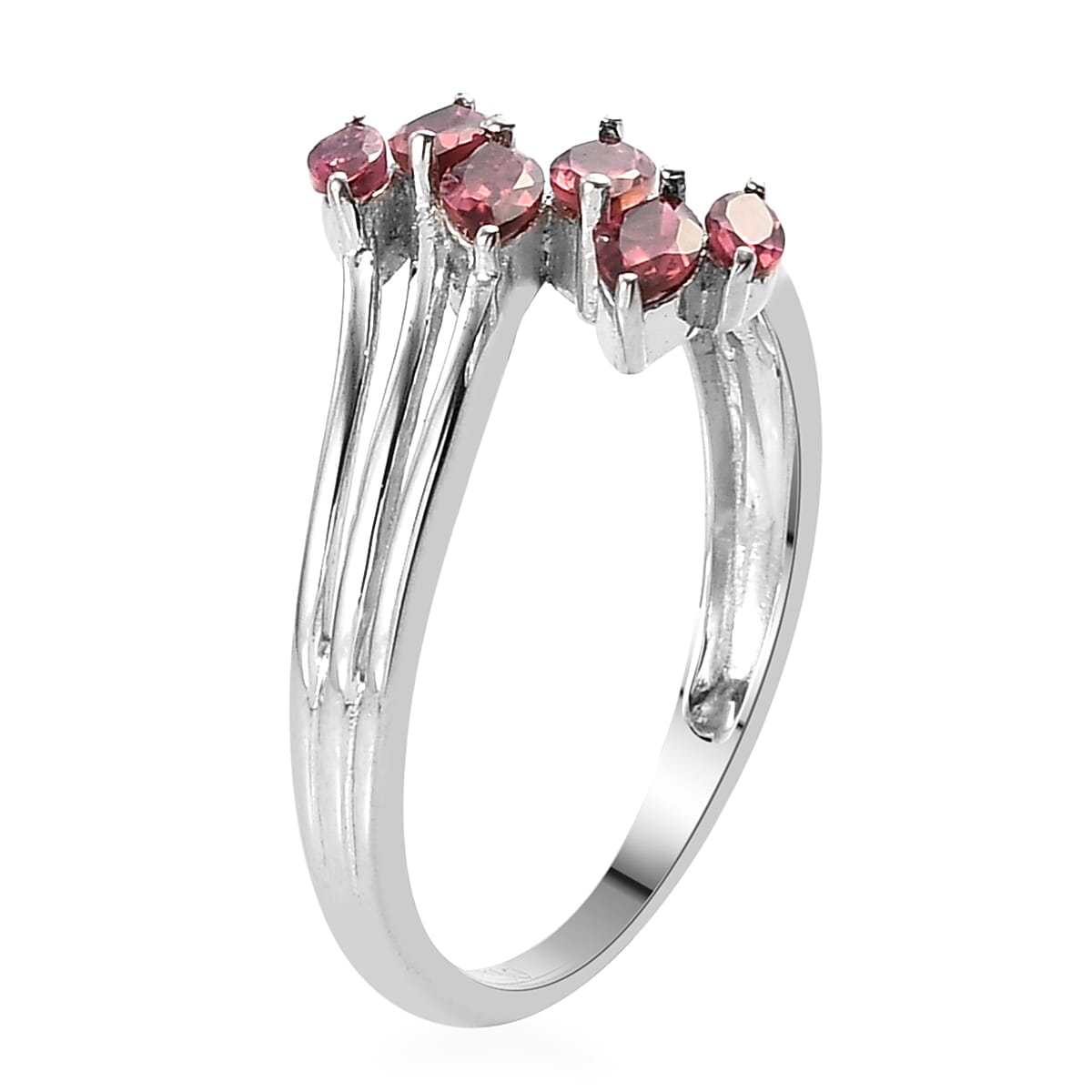 Ouro Fino Rubellite Bypass Ring in Platinum Over Sterling Silver (Size 8.0) 0.75 ctw (4)