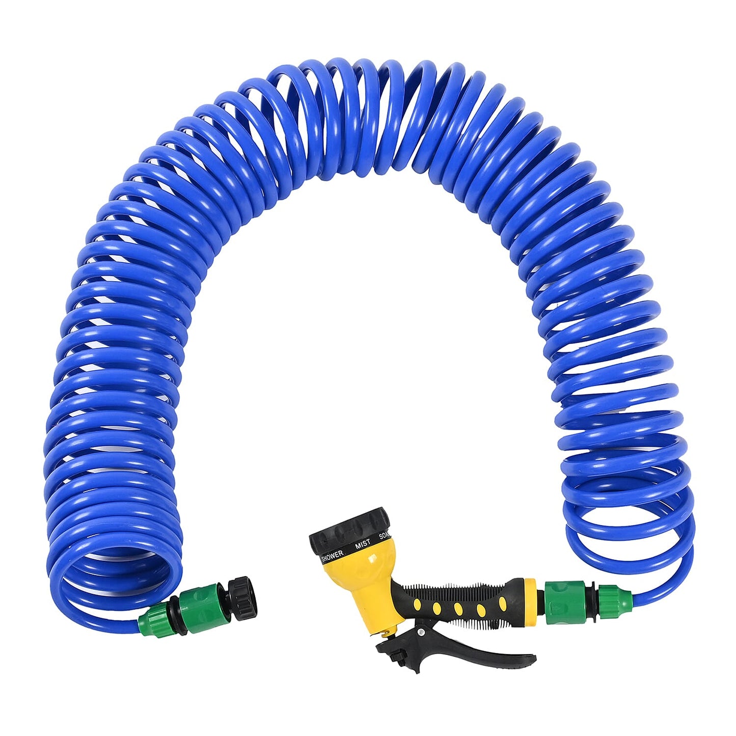 GREENBOUND Coiled Water Hose with Spray Nozzle - Green