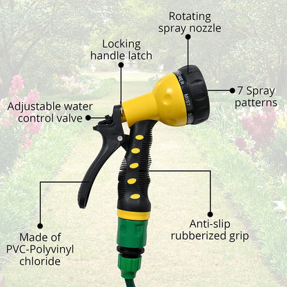 GREENBOUND Coiled Water Hose with Spray Nozzle - Green