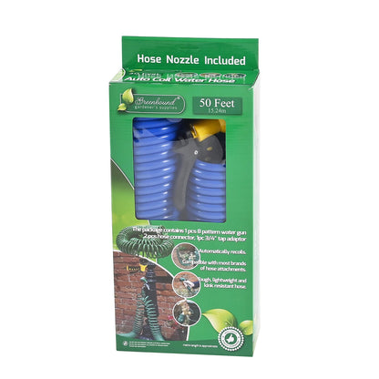 GREENBOUND Coiled Water Hose with Spray Nozzle - Green