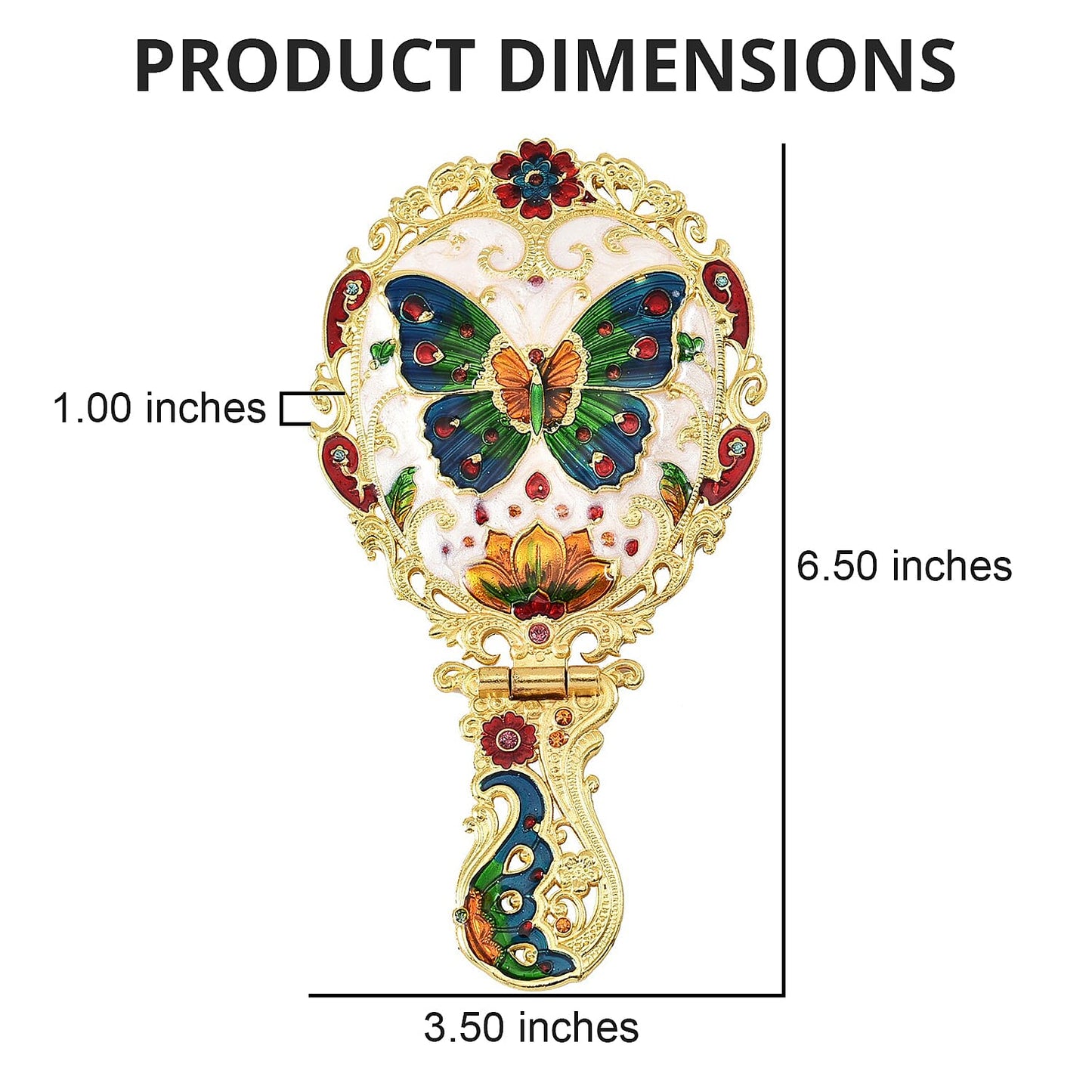 Butterfly Pattern Portable Cosmetic Mirror and Comb Set in Goldtone