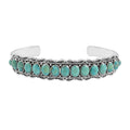 SANTA FE Style Kingman Turquoise Open Cuff Bracelet in Sterling Silver (7.00 In) 22.1 Grams 18.90 ctw - Sticky add to cart bar