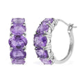 Amethyst Hoop Earrings in Platinum Over Sterling Silver 9.00 ctw - Sticky add to cart bar