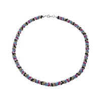 Multi Gemstone Beaded 3 Layer Twisted Necklace 18 Inches in Sterling Silver 100.00 ctw