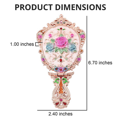 Butterfly Pattern Portable Cosmetic Mirror and Comb Set in Goldtone