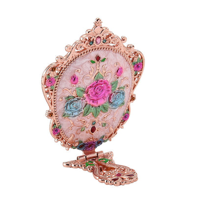 Butterfly Pattern Portable Cosmetic Mirror and Comb Set in Goldtone