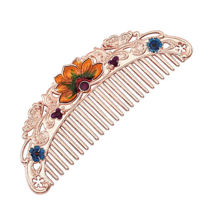 Butterfly Pattern Portable Cosmetic Mirror and Comb Set in Goldtone