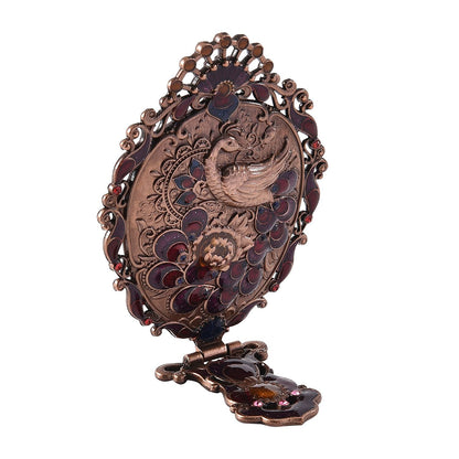 Butterfly Pattern Portable Cosmetic Mirror and Comb Set in Goldtone