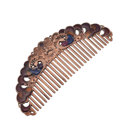 Butterfly Pattern Portable Cosmetic Mirror and Comb Set in Goldtone