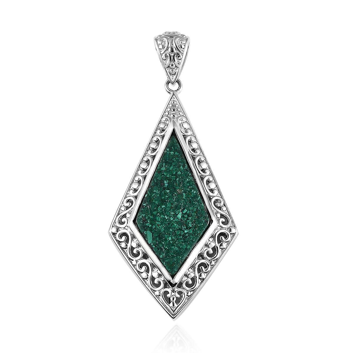 Freshened Malachite Pendant in Platinum Over Copper with Magnet 9.15 ctw