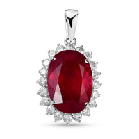 Luxoro 10K White Gold AAA Niassa Ruby (FF) and Moissanite Sunburst Pendant 9.90 ctw