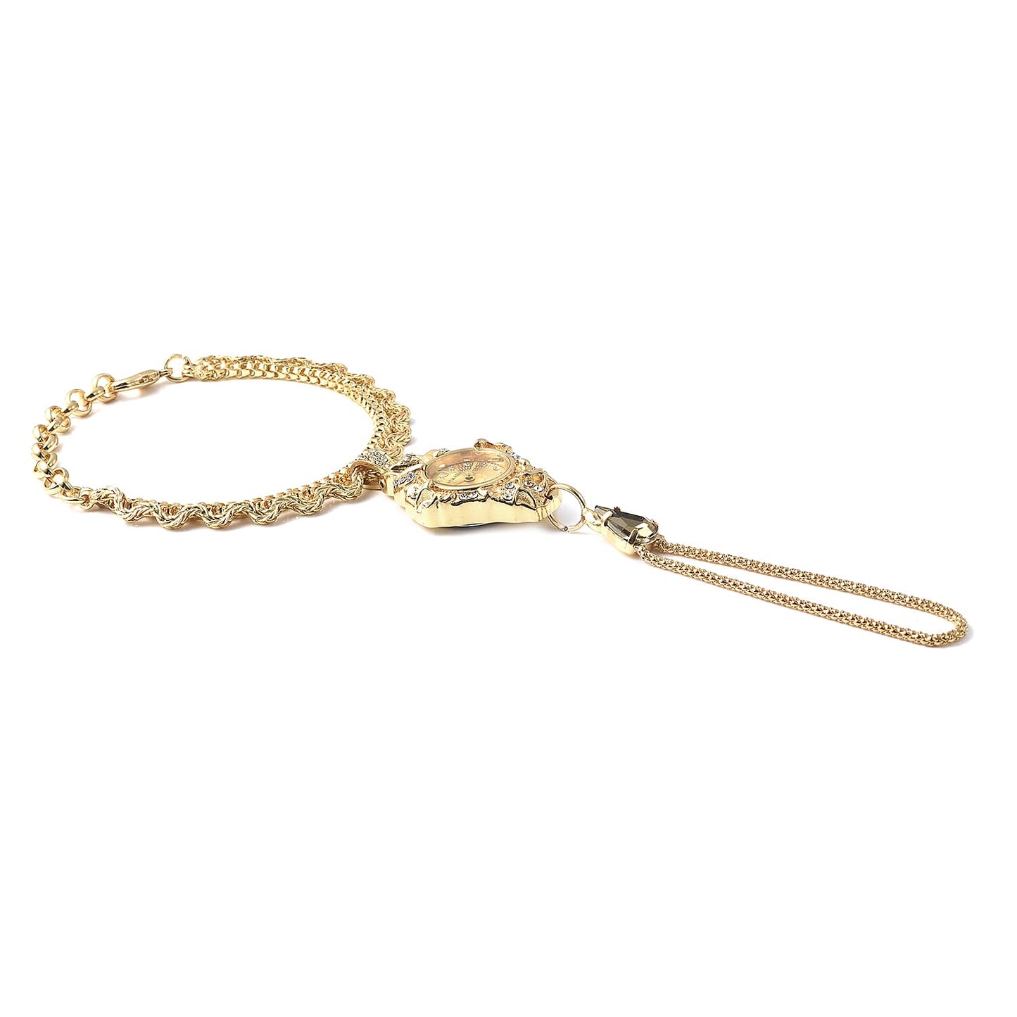 STRADA Silver Color Glass, Austrian Crystal Japanese Movement Bracelet Watch in Silvertone