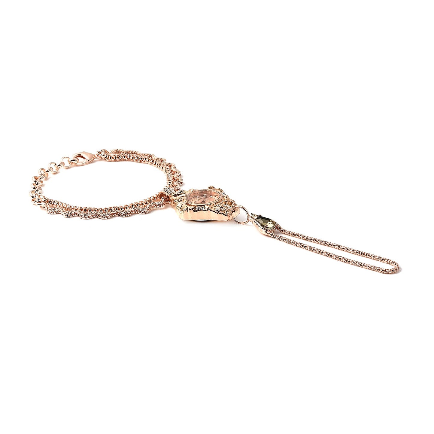 STRADA Silver Color Glass, Austrian Crystal Japanese Movement Bracelet Watch in Silvertone