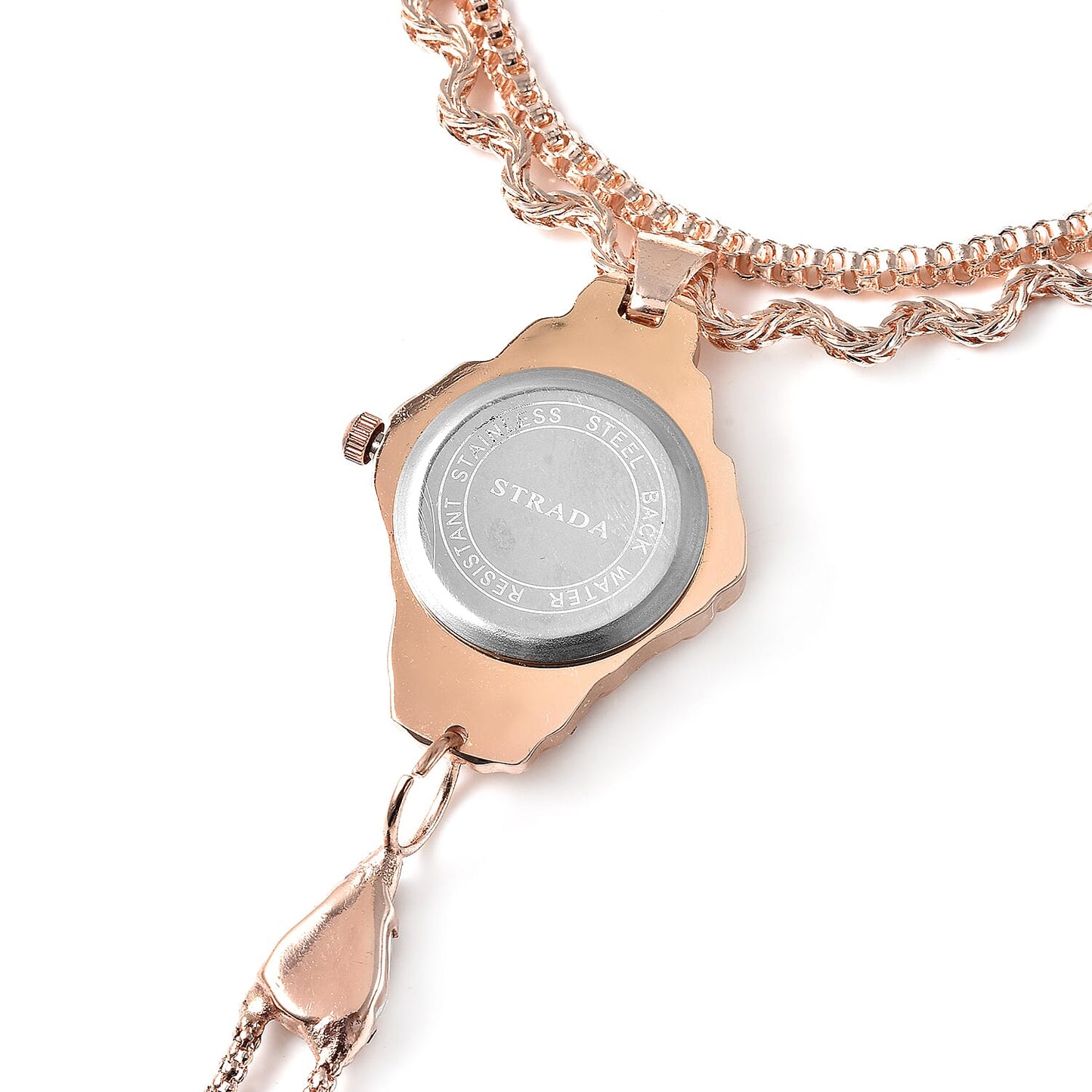 STRADA Silver Color Glass, Austrian Crystal Japanese Movement Bracelet Watch in Silvertone