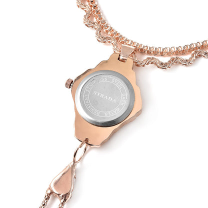 STRADA Silver Color Glass, Austrian Crystal Japanese Movement Bracelet Watch in Silvertone