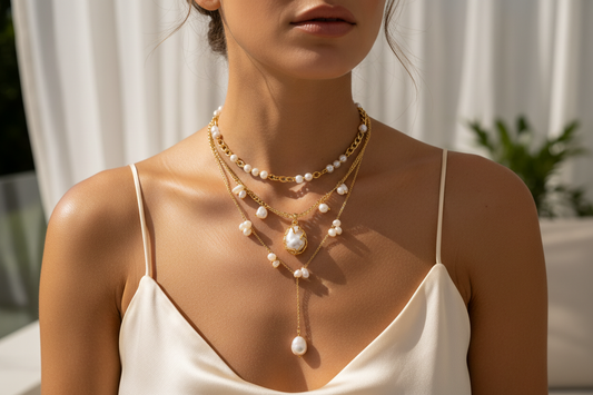 Layered Pearl & Gold Chain Necklace