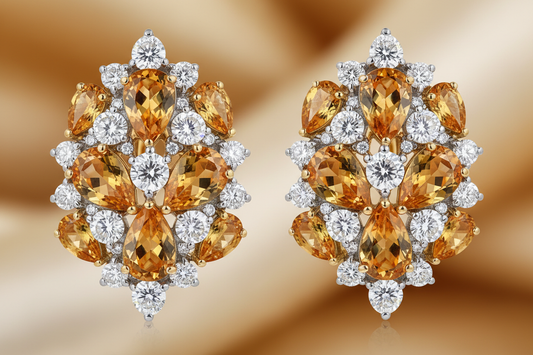 Citrine & Diamond Cluster Earrings