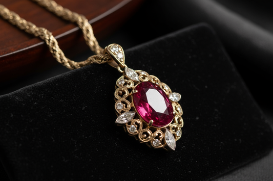 Vintage Ruby Pendant Necklace