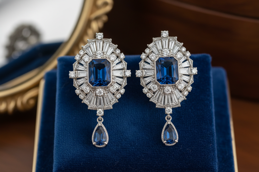 Art Deco Sapphire & Diamond Earrings